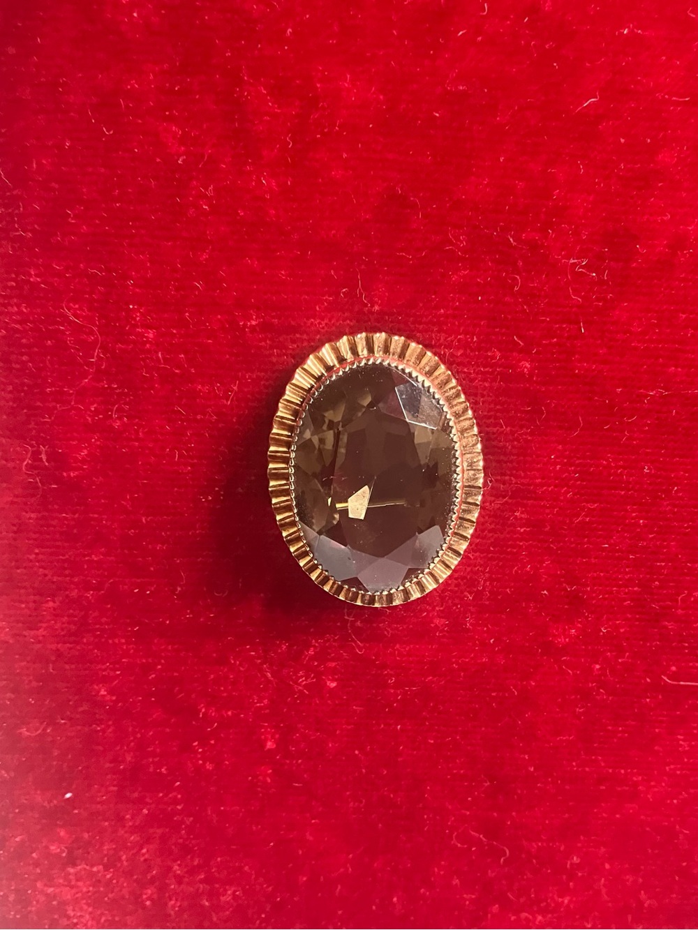 Vintage CATAMORE 1/20 12K GF Faceted Smoky Quartz Brooch Pin Oval Mid Century.